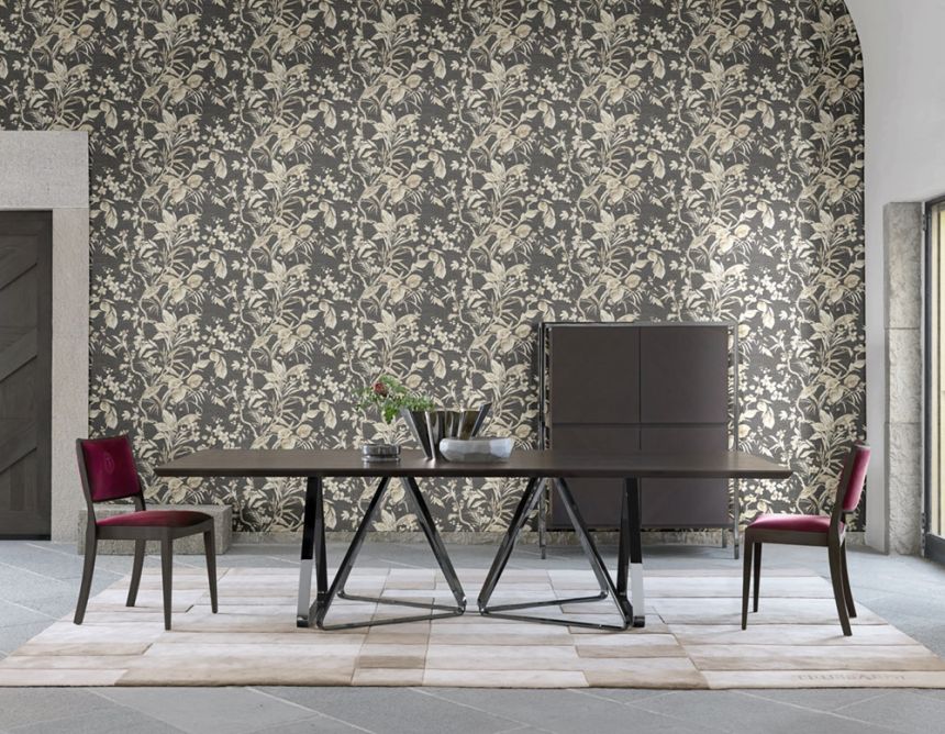 Flowers, orchids, leaves - Luxury non-woven wallpaper with a vinyl surface Z218342, Trussardi 5, Zambaiti Parati