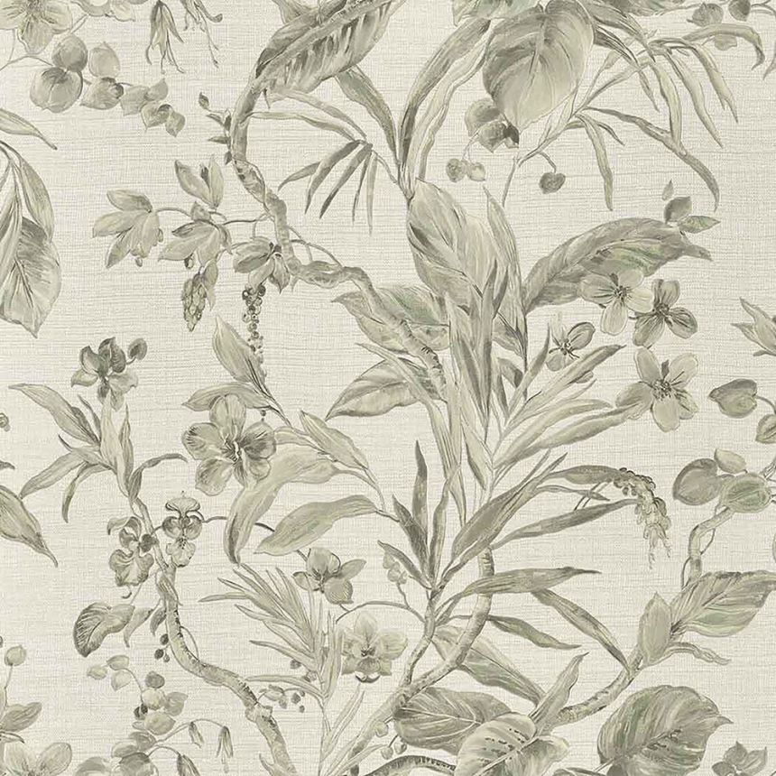 Flowers, orchids, leaves - Luxury non-woven wallpaper with a vinyl surface Z21839, Trussardi 5, Zambaiti Parati