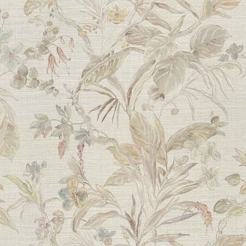 Luxury non-woven wallpaper with a vinyl surface Z21833, Flowers, orchids, leaves, Trussardi 5, Zambaiti Parati