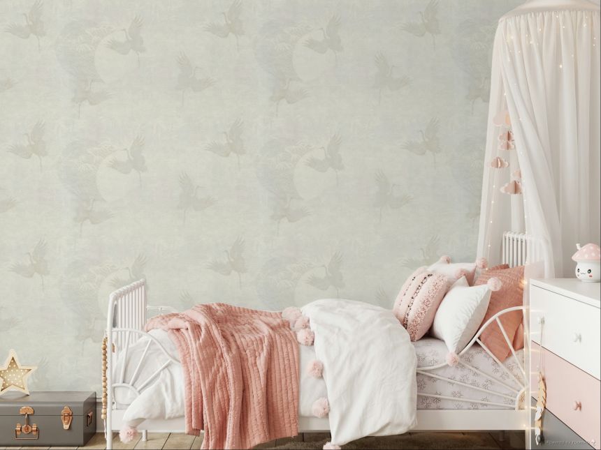 Luxustapete in Weiß und Grau, Vögel 72905, Zen, Emiliana Parati 