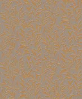 Braune Tapete mit ockerfarbenen Blättern, 221354, Botanical, BN Walls