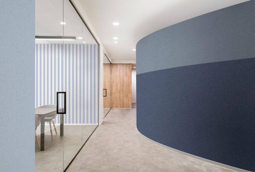 Blaue Tapete, Stoffimitat, AT1024, Atmosphere, Grandeco