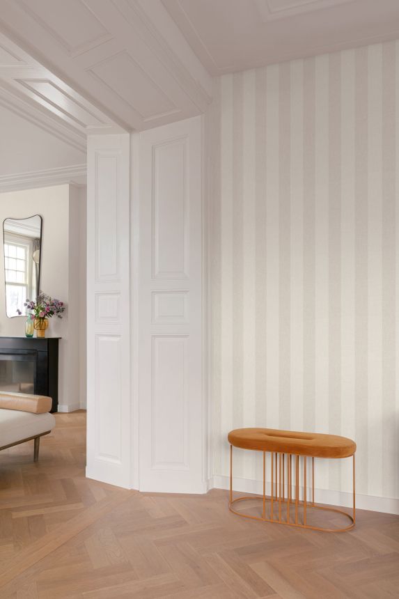 Beige gestreifte Tapete, Stoffimitat, AT4005, Atmosphere, Grandeco