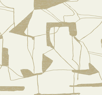 Geometrische Tapete in Creme und Gold, MD7113, Modern Metals, York