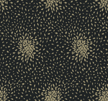 Schwarz-goldene Tapete mit Blättern, MD7102, Modern Metals, York