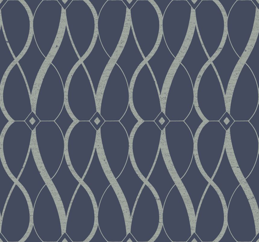 Geometrische Tapete in Blau und Silber, MD7174, Modern Metals, York
