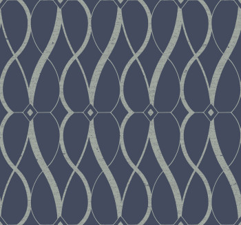 Geometrische Tapete in Blau und Silber, MD7174, Modern Metals, York
