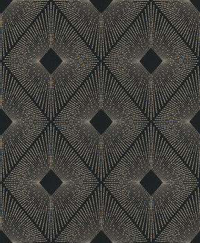 Geometrische Tapete in Schwarz und Gold, NW3593, Modern Metals, York