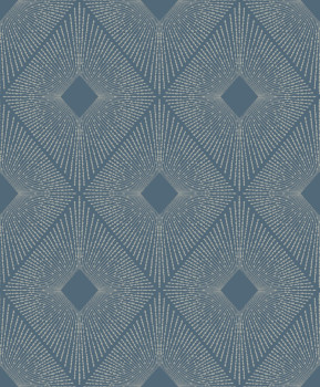Geometrische Tapete in Blau und Silber, MD7131, Modern Metals, York