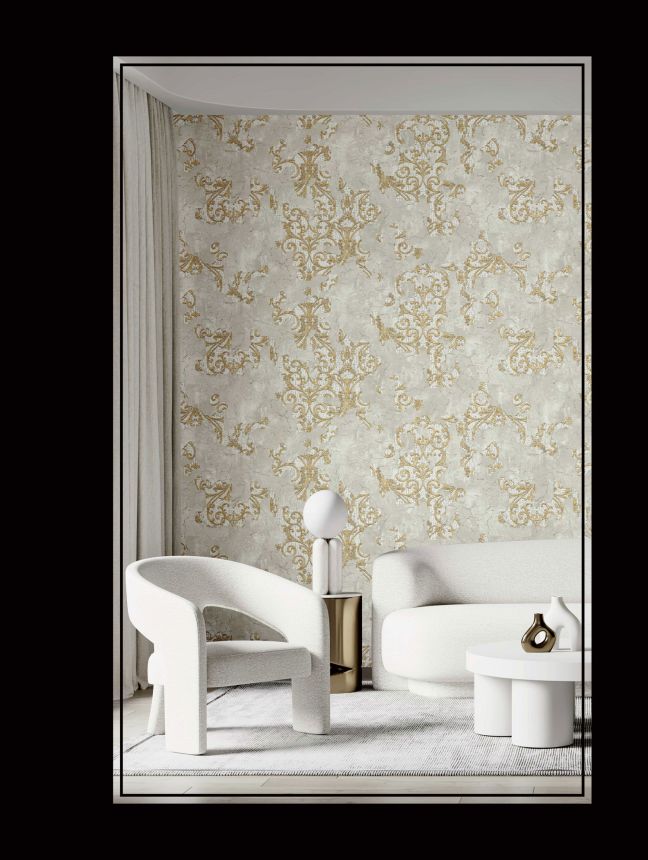 Luxuriöse grau-goldene Barocktapete, 47702, Eterna, Parato