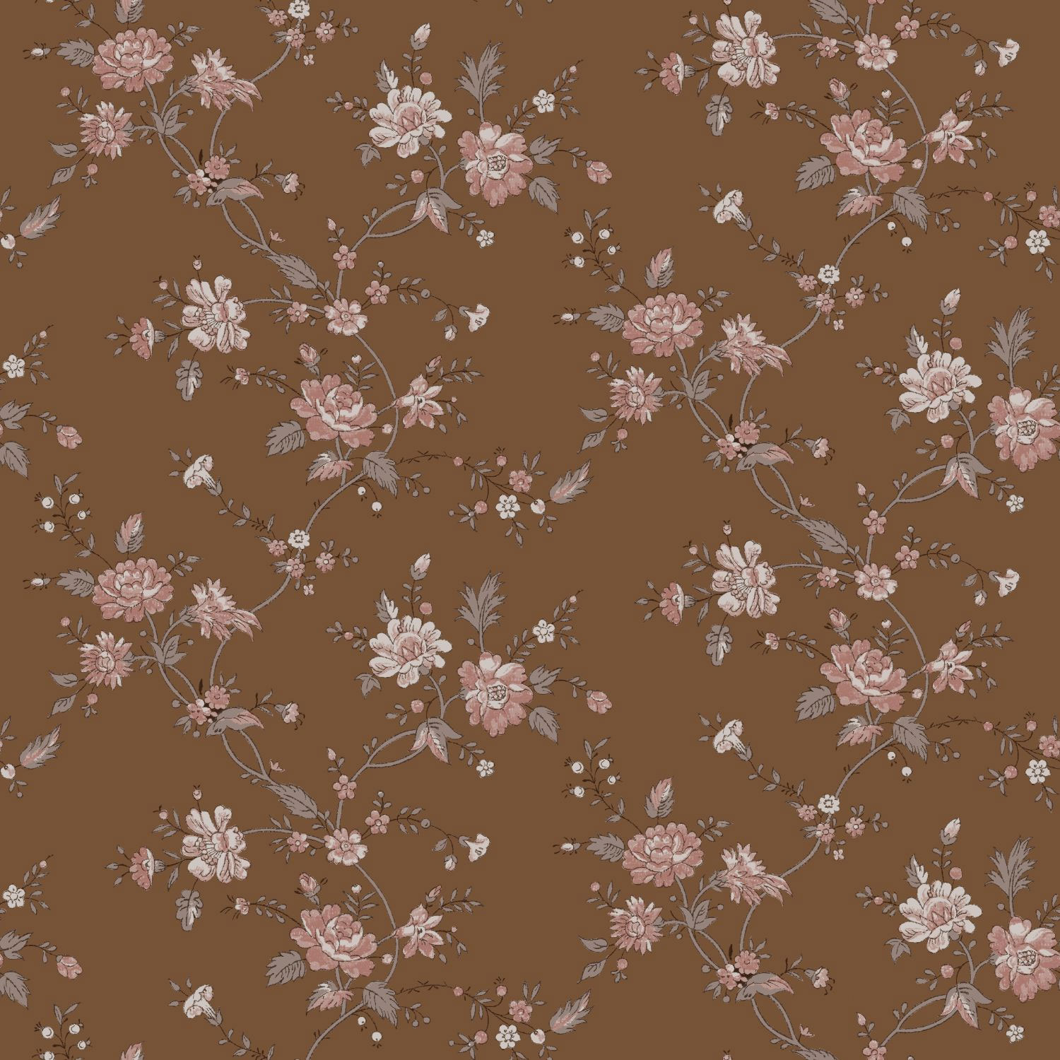 Braune florale Vliestapete, 139286, Vintage Flowers, Esta Home