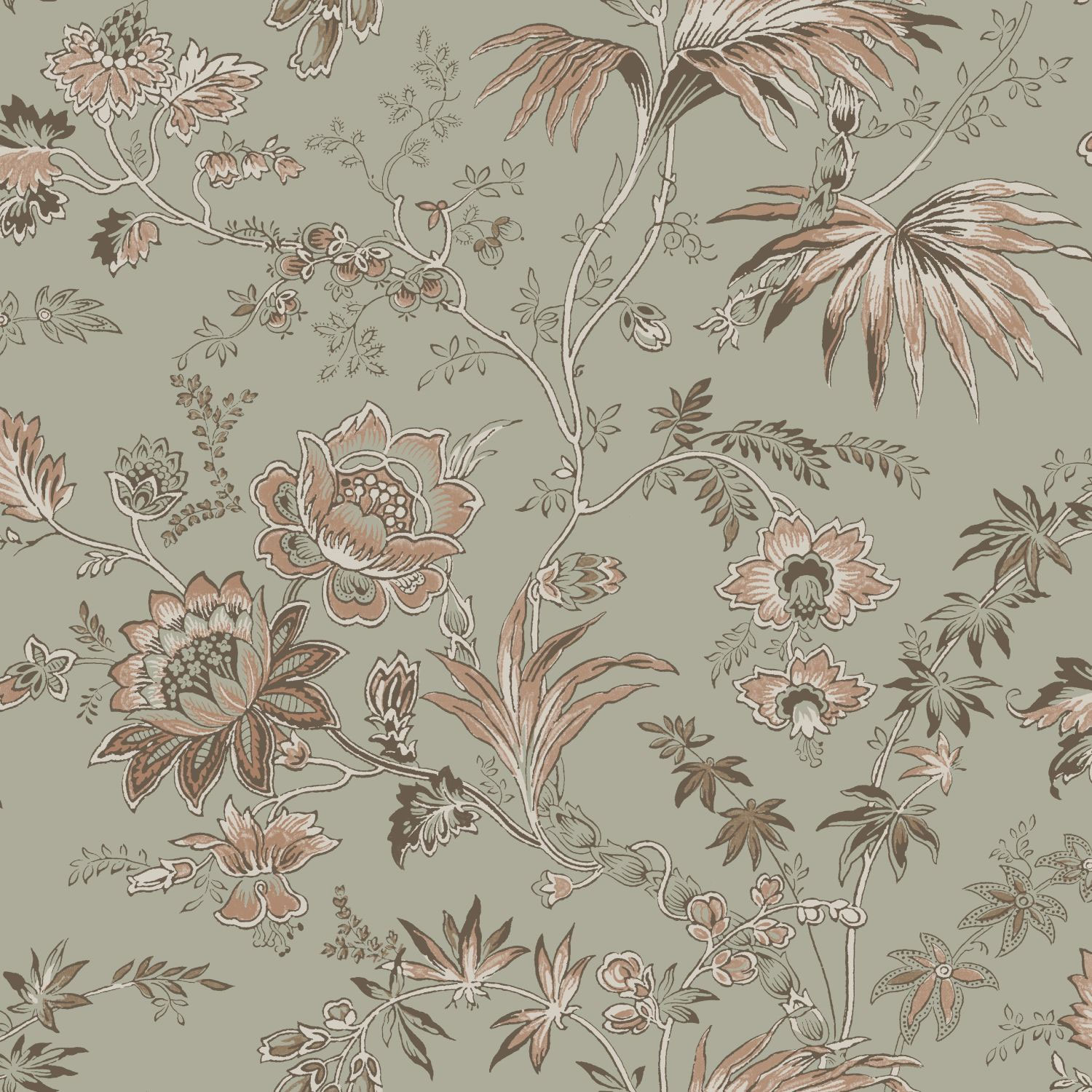 Grüne florale Vliestapete, 139297, Vintage Flowers, Esta Home