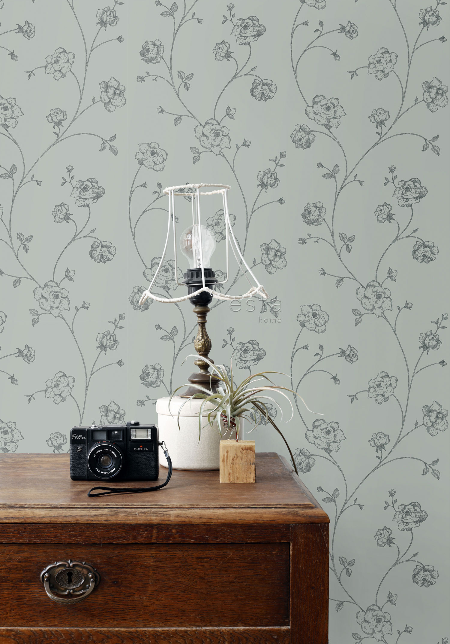 Grüne florale Vliestapete, 139314, Vintage Flowers, Esta Home