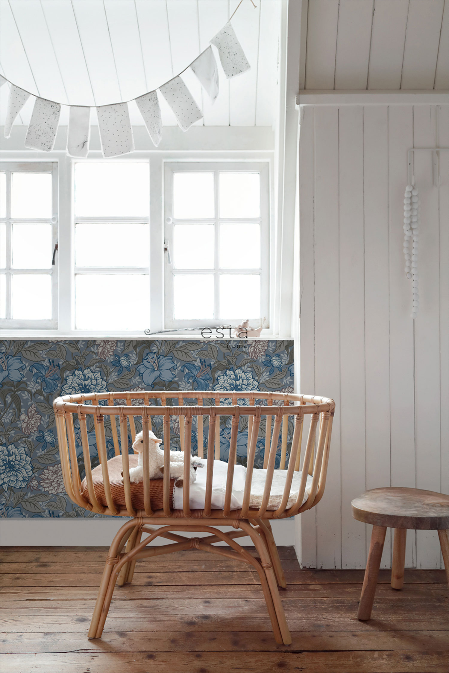 Graue florale Vliestapete, 139480, Vintage Flowers, Esta Home