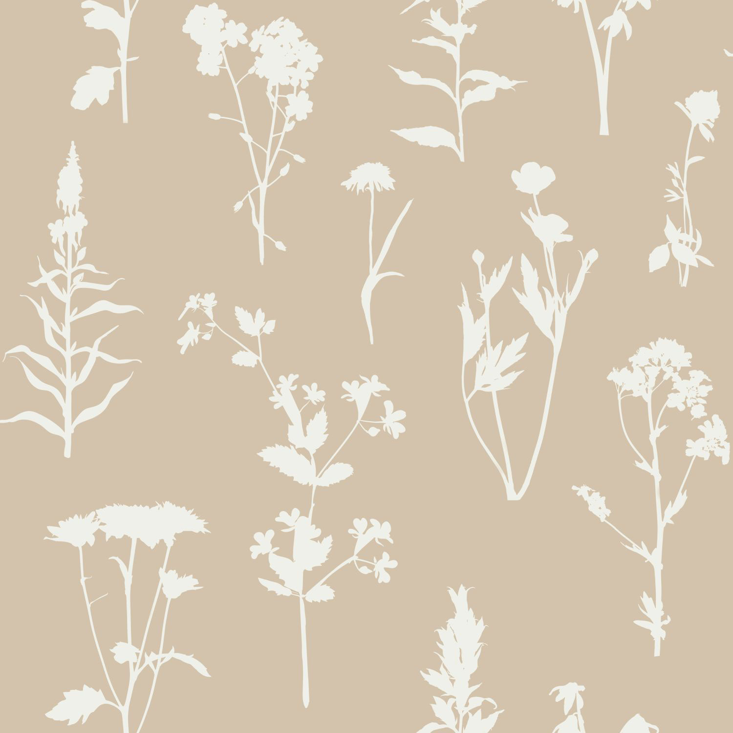 Beige Vliestapete, Blumen, Blätter, 139484, Vintage Flowers, Esta Home