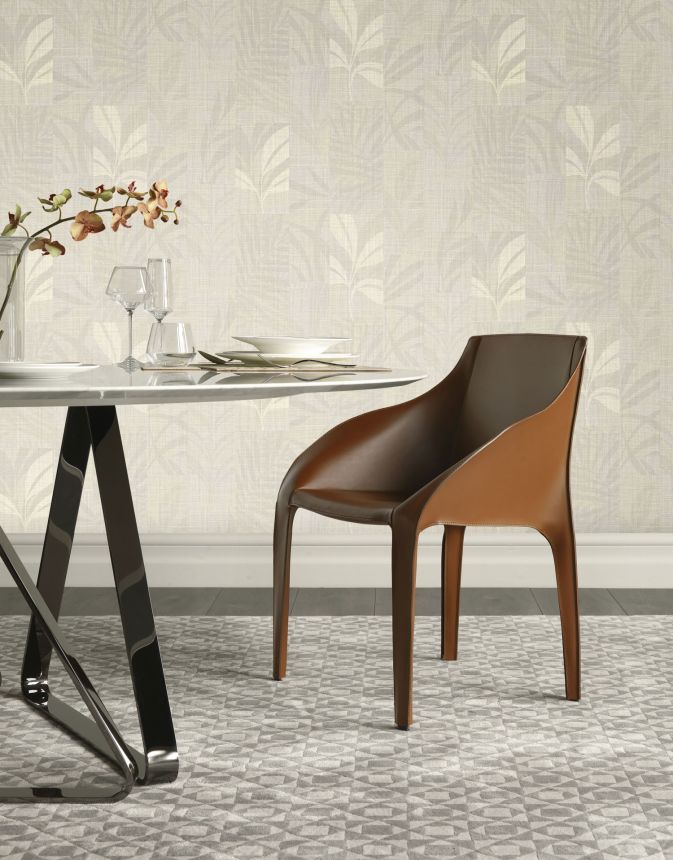 Cremefarbene Luxustapete mit Blättern, Z18917, Trussardi 7, Zambaiti Parati