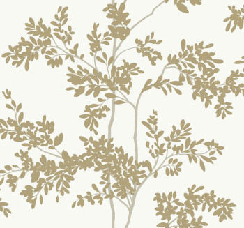 Weiß-goldene Vliestapete mit Zweigen, BL1806, Blooms Second Edition Resource Library, York