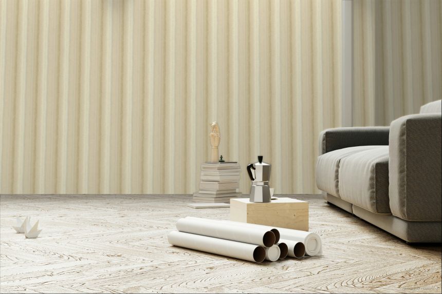 Beige Vliestapete, Streifen, RE25141, Reflect, Decoprint