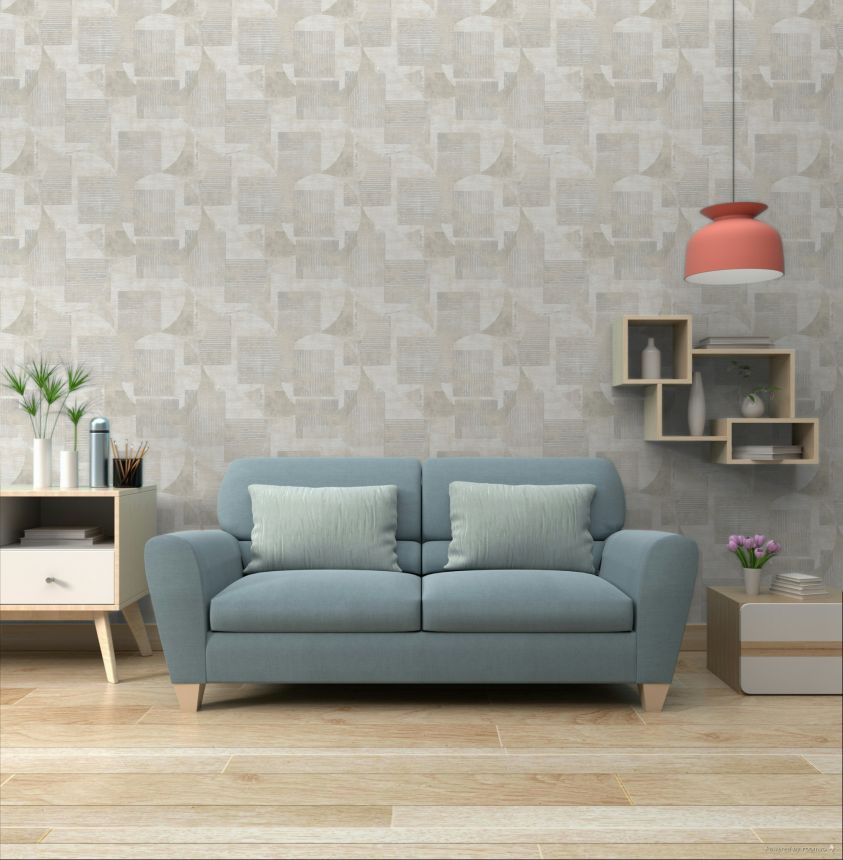Grau-beige geometrische Vliestapete, RE25160, Reflect, Decoprint