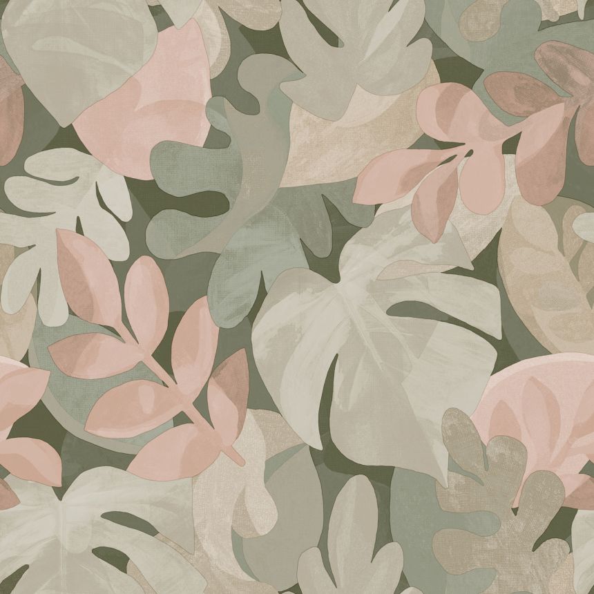 Vliestapete, grau-beige, Blätter, PH3007, Perfect Harmony, Grandeco