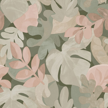 Vliestapete, grau-beige, Blätter, PH3007, Perfect Harmony, Grandeco