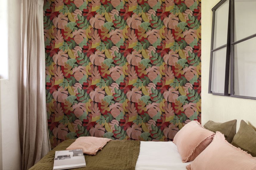 Vliestapete, rosa-grün, Blätter, PH3011, Perfect Harmony, Grandeco