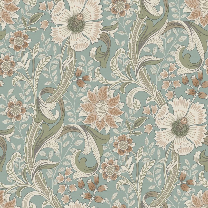 Vliestapete, türkis, Blumen, PH3106, Perfect Harmony, Grandeco