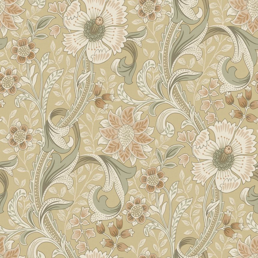 Vliestapete, ocker, Blumen, PH3112, Perfect Harmony, Grandeco