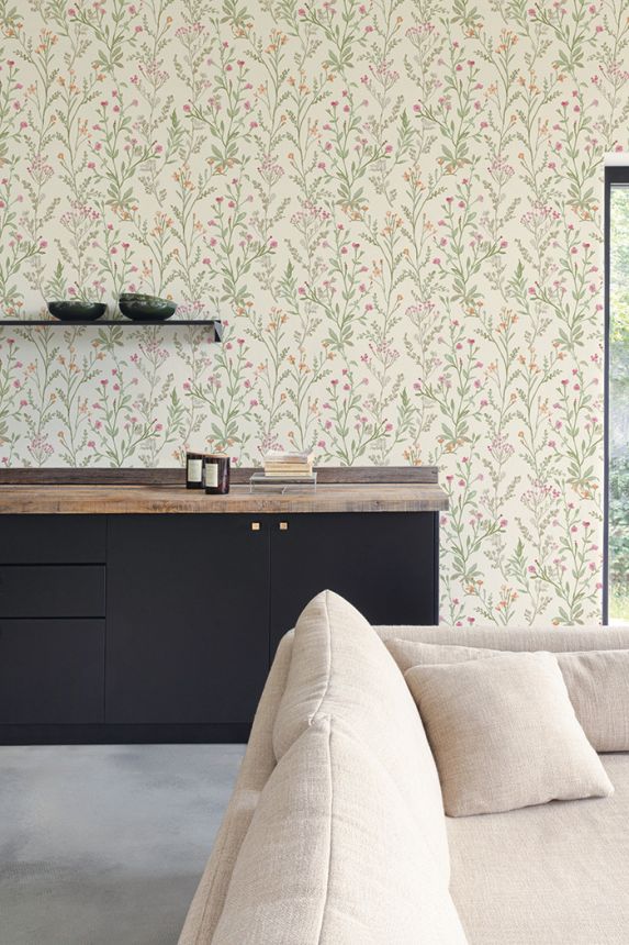 Vliestapete, braun-grün, Blumen, PH3207, Perfect Harmony, Grandeco