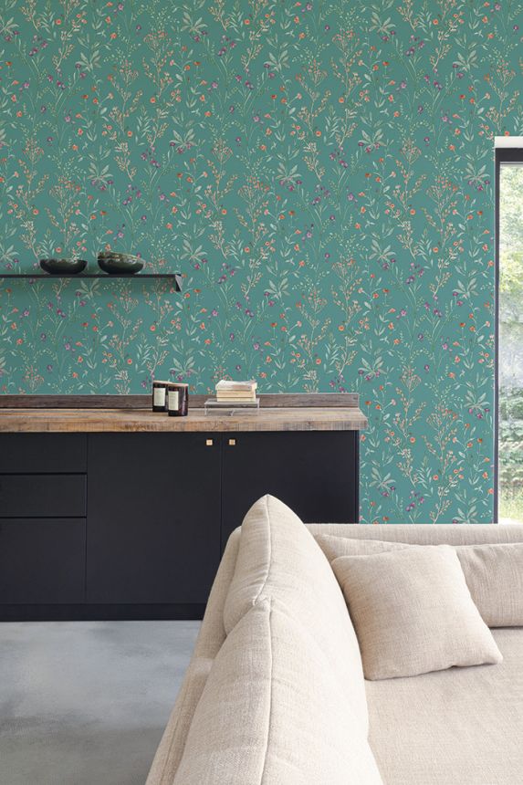 Vliestapete, türkis, Blumen, PH3209, Perfect Harmony, Grandeco