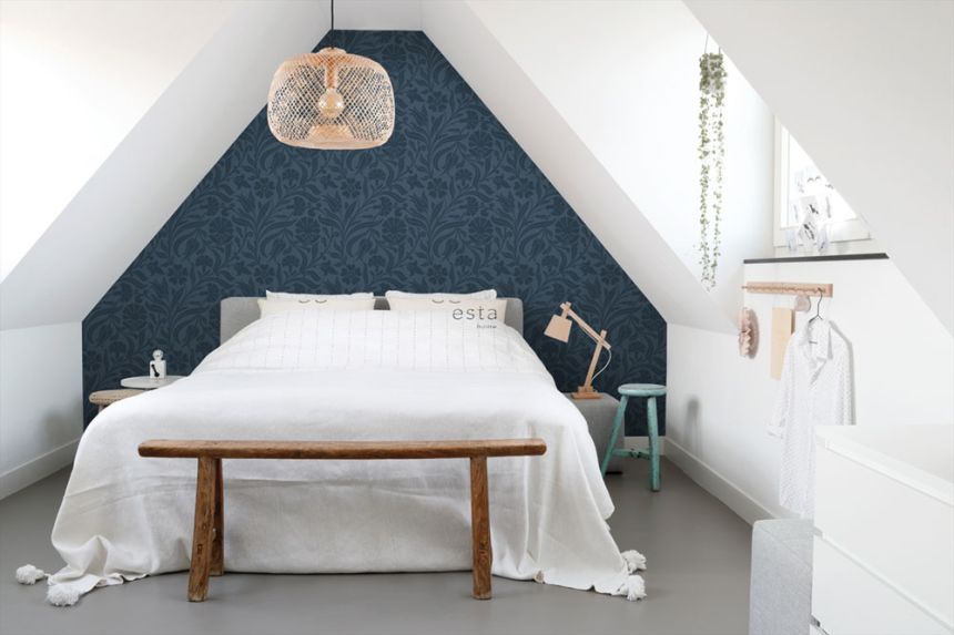 Florale Vliestapete, blau, 139296, Bloom, Esta Home