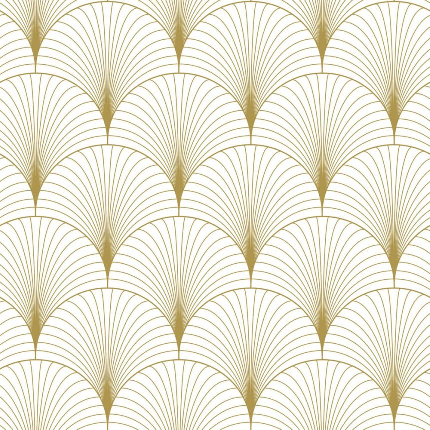 Vliestapete, Art deco, weiß-gold, 139456, Bloom, Esta Home