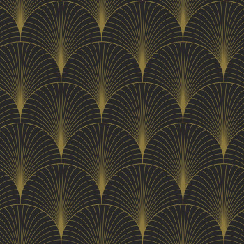 Vliestapete, Art deco, schwarz-gold, 139457, Bloom, Esta Home