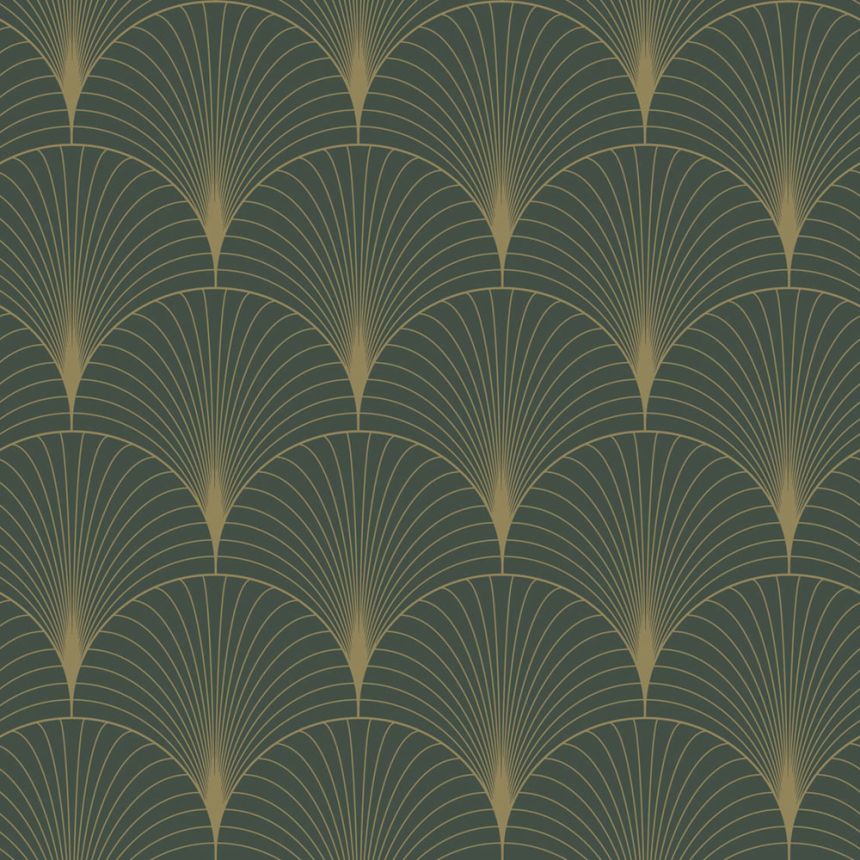 Vliestapete, Art deco, Grün-Gold, 139584, Bloom, Esta Home