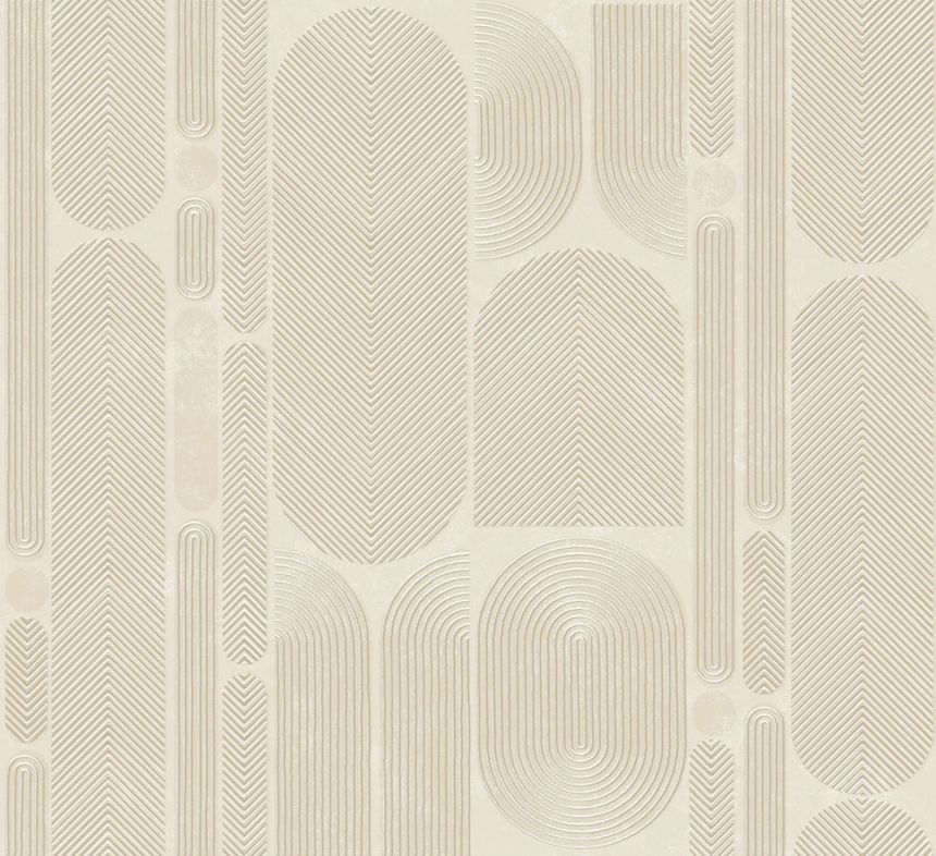 Geometrická Vliestapete, grau-beige, Ovale, ROC201, Rock, Masureel