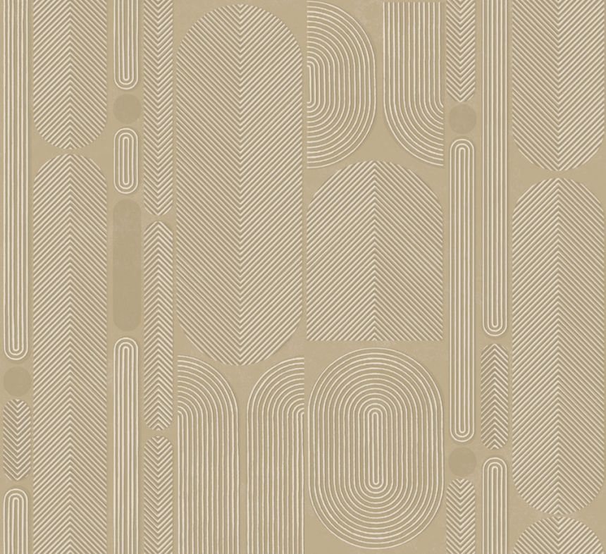 Geometrická Vliestapete, beige, Ovale, ROC202, Rock, Masureel