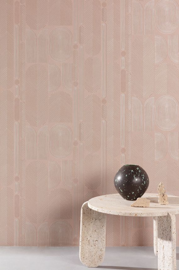 Geometrická Vliestapete, beige, Ovale, ROC202, Rock, Masureel