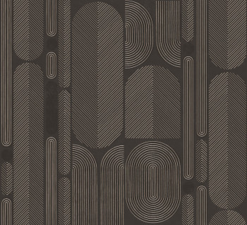 Geometrická Vliestapete, schwarz-silber, Ovale, ROC203, Rock, Masureel