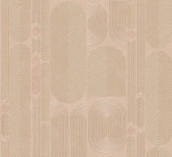 Geometrická Vliestapete, rosa, Ovale, ROC204, Rock, Masureel