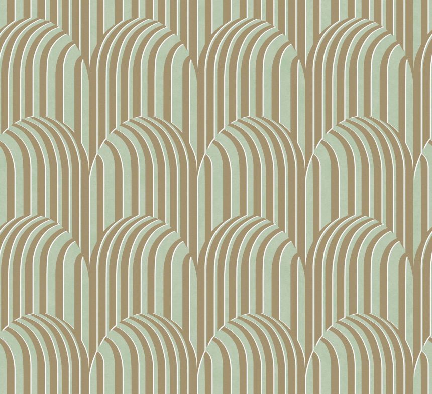 3D geometrická Vliestapete, grün-beige, ROC302, Rock, Masureel