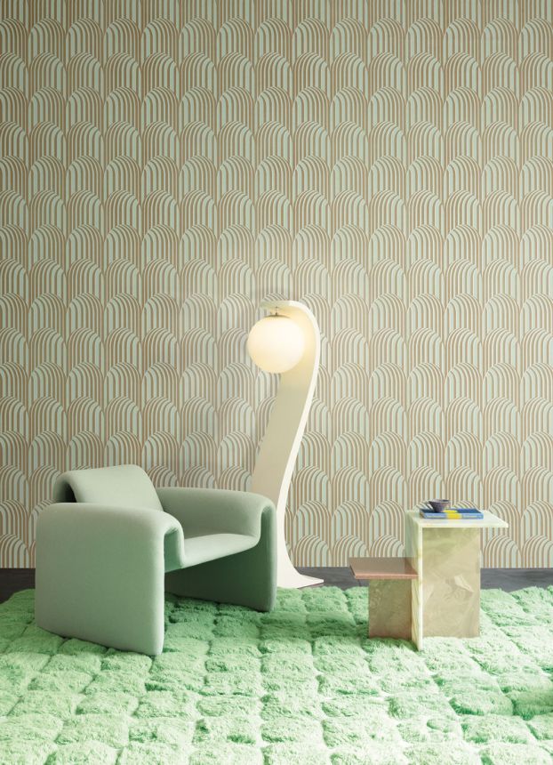 3D geometrická Vliestapete, grün-beige, ROC302, Rock, Masureel
