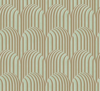 3D geometrická Vliestapete, grün-beige, ROC302, Rock, Masureel