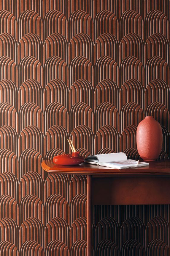 3D geometrická Vliestapete, braun-bronze, ROC303, Rock, Masureel