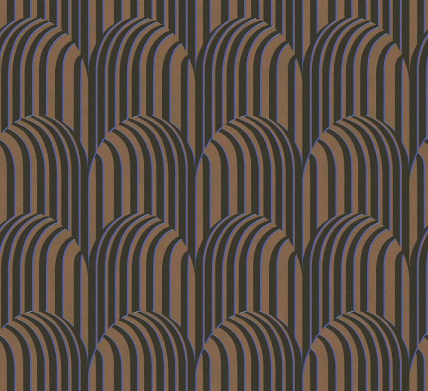 3D geometrická Vliestapete,  braun-schwarz, ROC304, Rock, Masureel