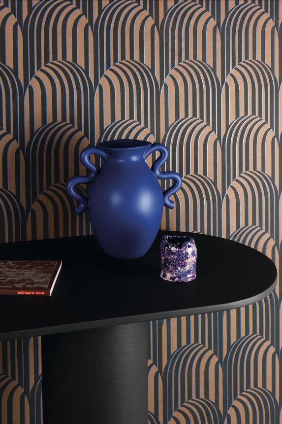 3D geometrická Vliestapete,  braun-schwarz, ROC304, Rock, Masureel