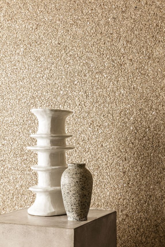 Vliestapete, grau-beige, kleine Steine, INT501, Rock, Masureel