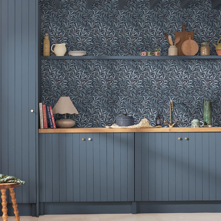 Vliestapete, blau, Zweige, 124246, William Morris At Home