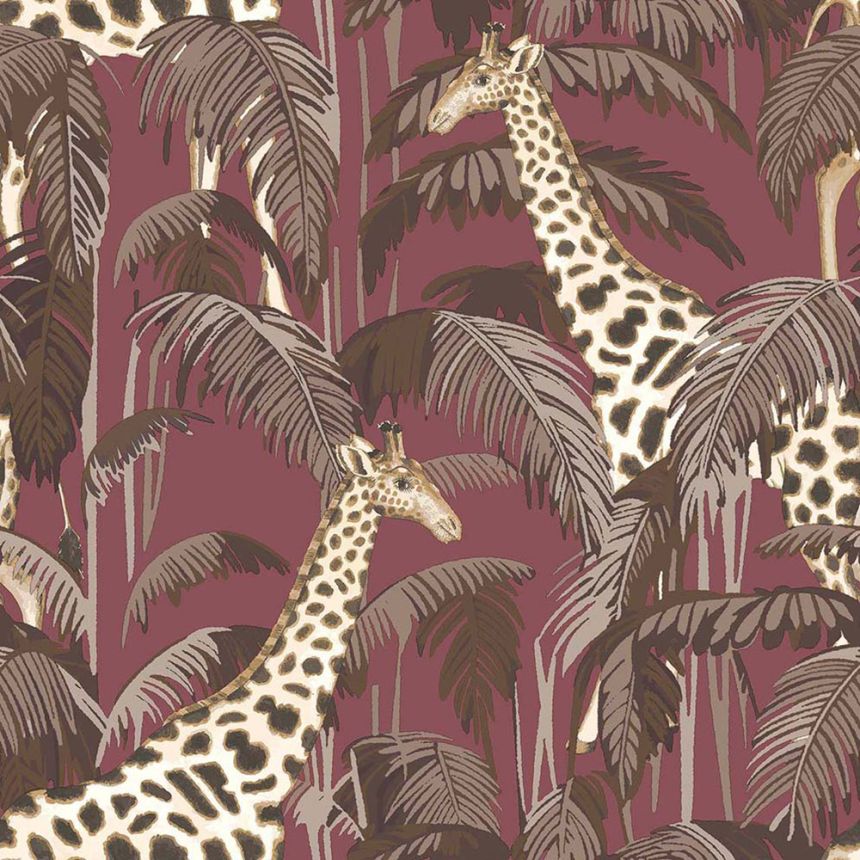 Vliestapete, weinrot, Giraffen, 15528, Botany House, Cristiana Masi by Parato