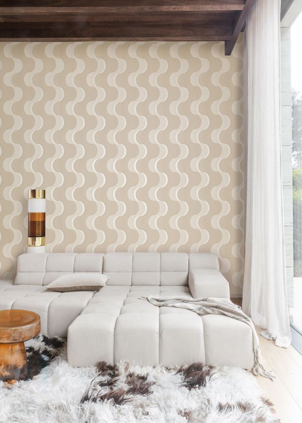 Vliestapete, beige, 3D-Wellen, RHA101, Rhapsody, Masureel