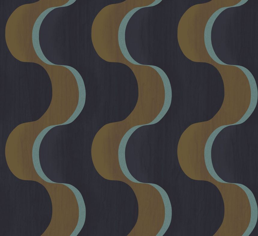 Vliestapete, blau-braun, 3D-Wellen, RHA103, Rhapsody, Masureel